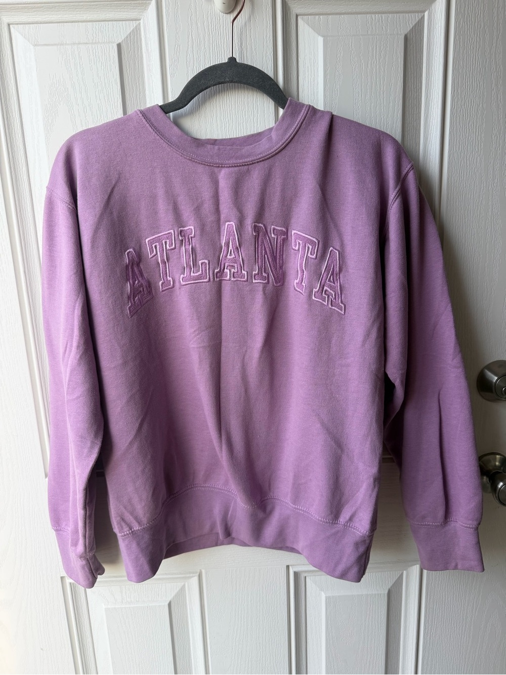Lavender Crewneck Sweatshirt with ATLANTA Embroidery